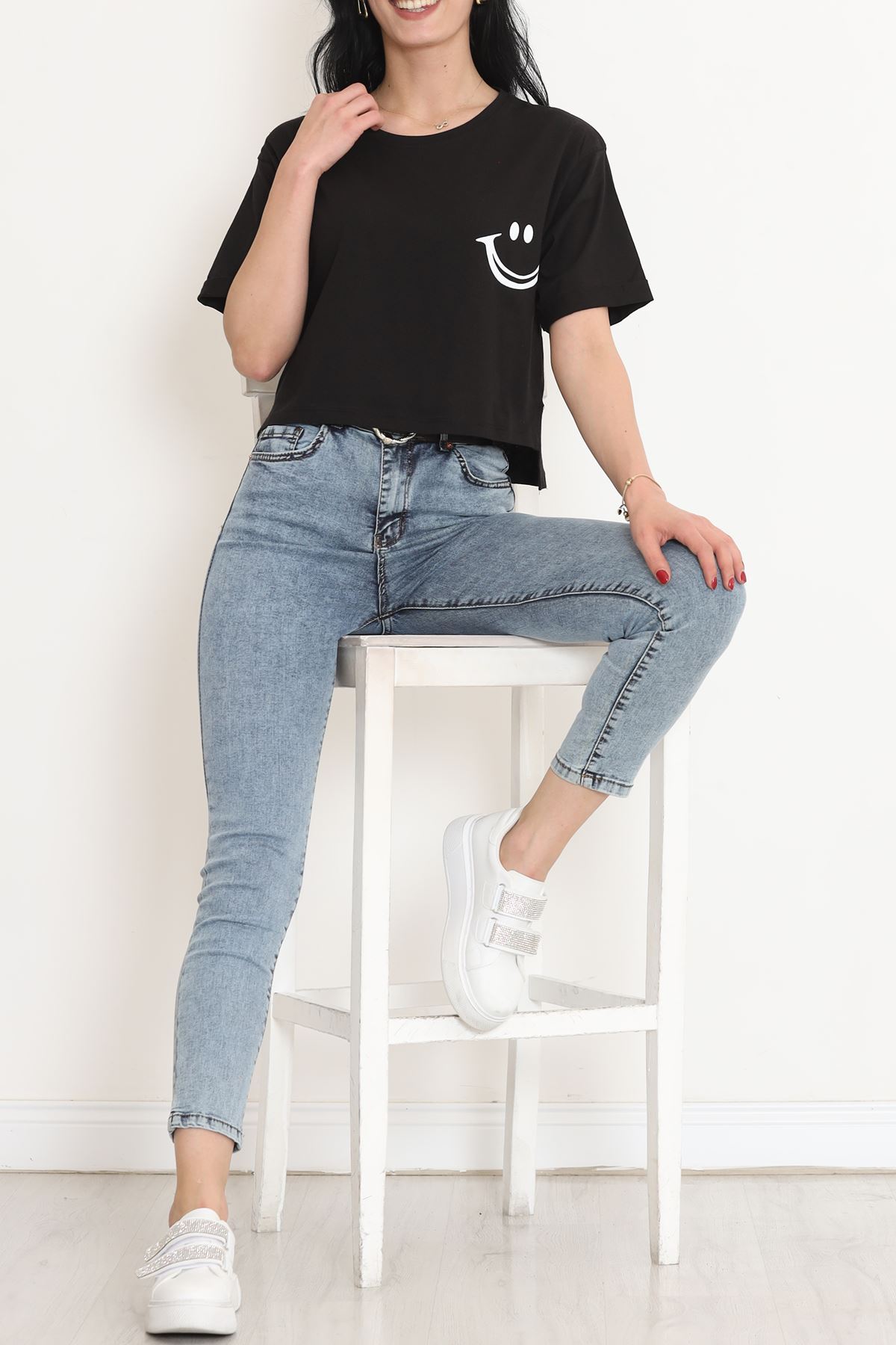 Printed Crop T-Shirt Black