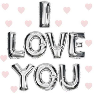 I Love You Foil Balloon Silver Color 35 CM