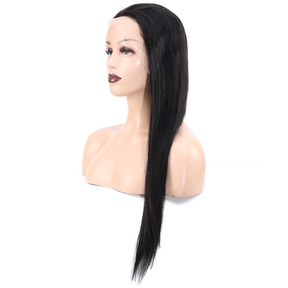 Front Lace Real Hair Tulle Wig Straight / Natural / 65/70cm