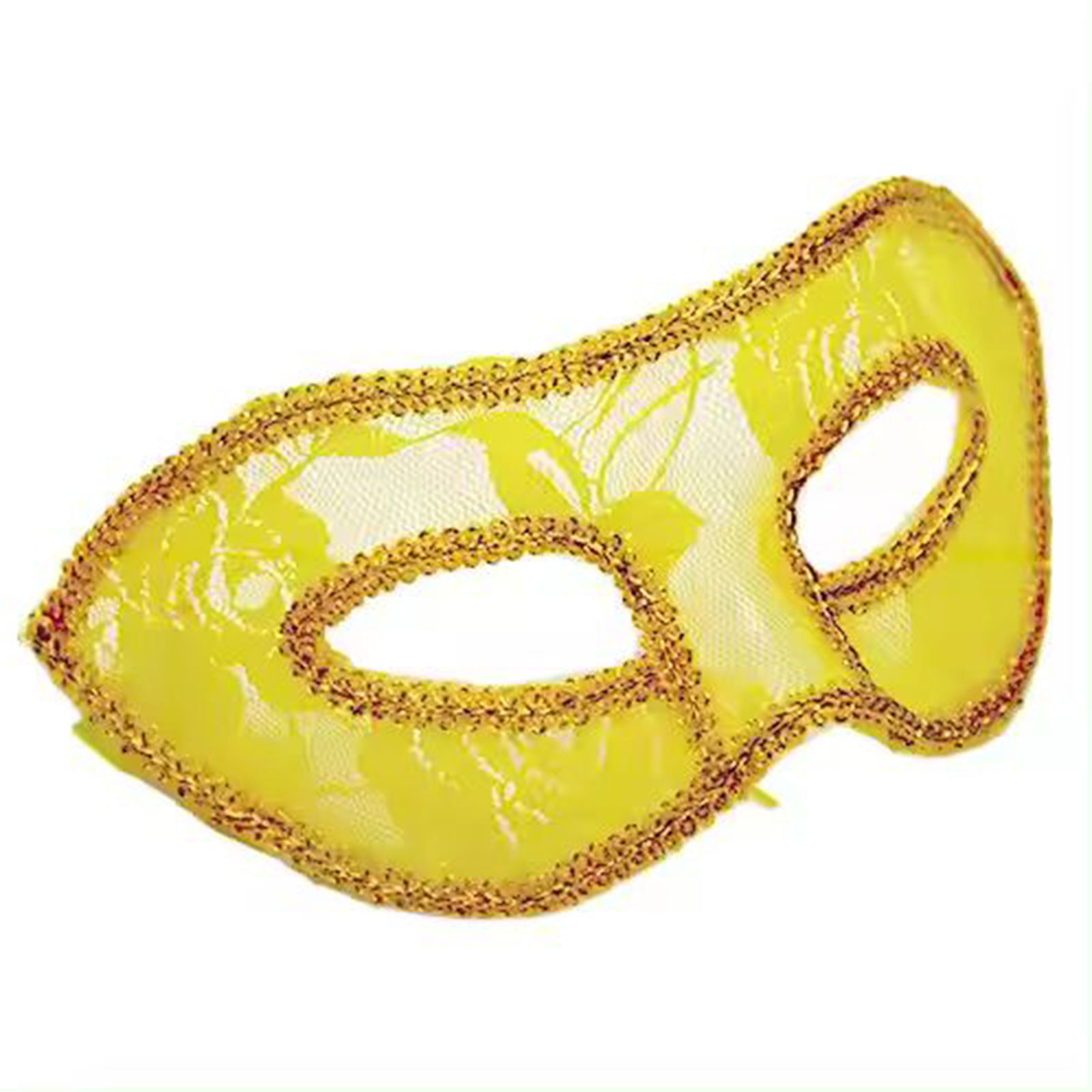 Yellow Color Prom Party Mask Venice Made of Lace Tulle Material