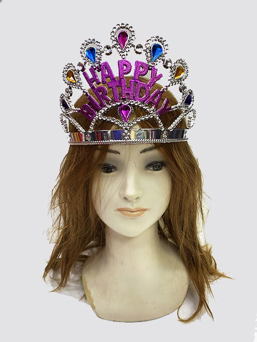 Silver Color Happy Birthday Birthday Crown 60 cm