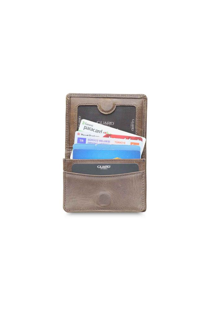 Small Size Antique Brown Leather Card Holder/Business Card Holder with Magnet