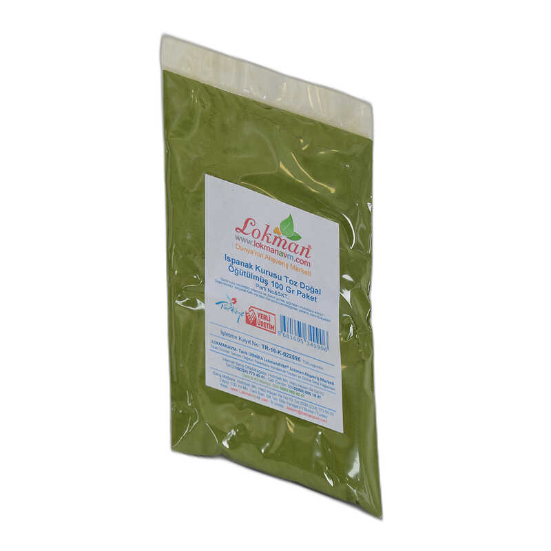 Dried Spinach Powder Natural Ground 100 Gr Package