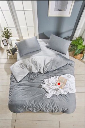 Solid Color Gray Double Duvet Cover Set