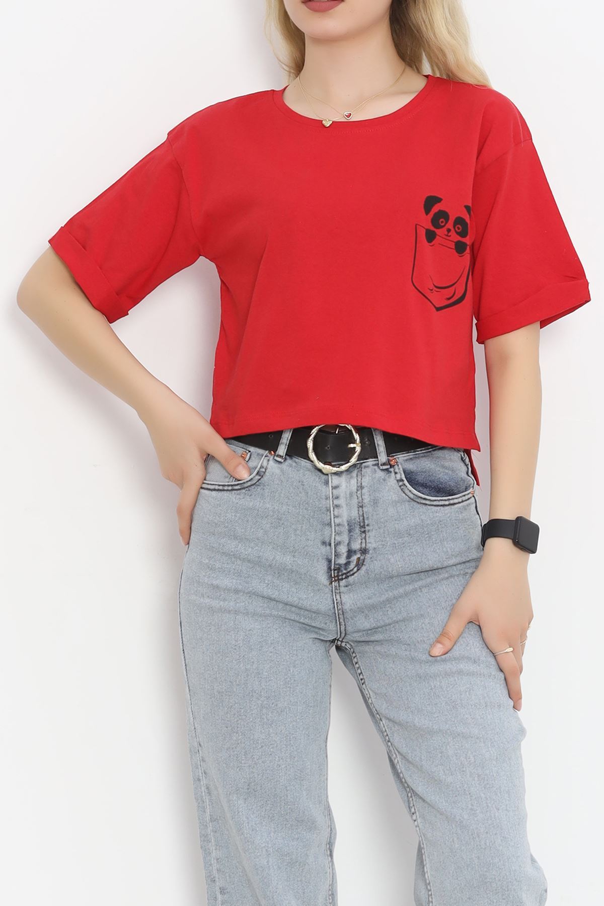 Printed Crop T-shirt Red