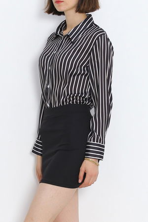 Striped Satin Shirt Black