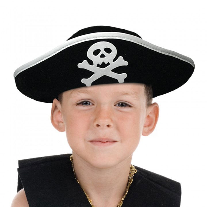 Children's Oversized Slouchy Sailor Pirate Hat with Silver Stripe