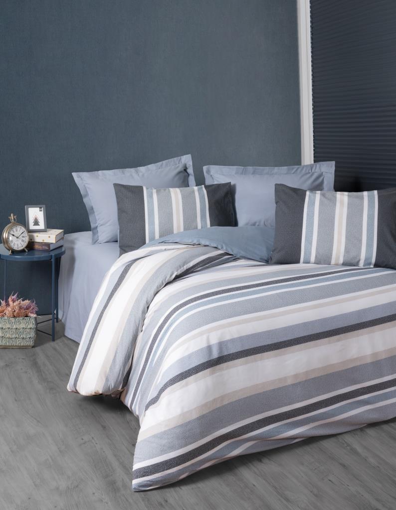 Line Duvet Cover Set Double Agahta Gray