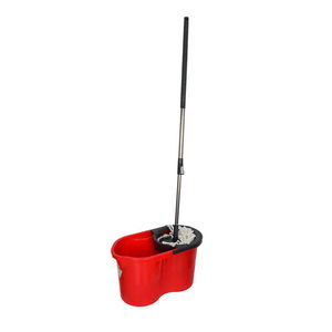 Plastic Cleaning Set Bucket + Mop + Mop + Mop + Handle Red Color