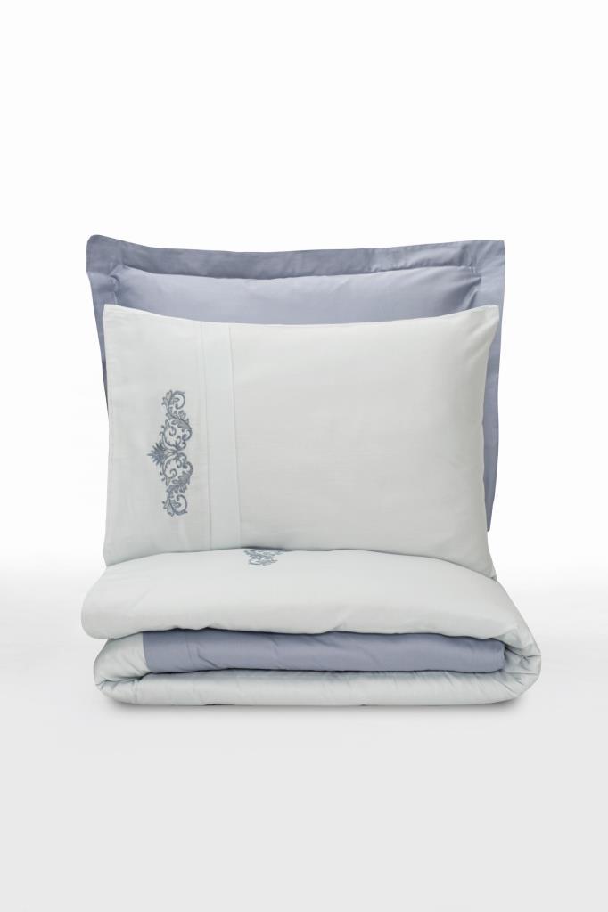 Embroidered Double Satin Duvet Cover Bianna Gray