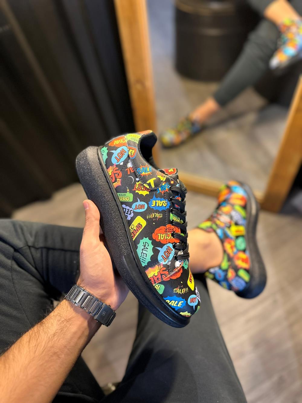 High Sole Colorful Printed Casual Shoes Hot