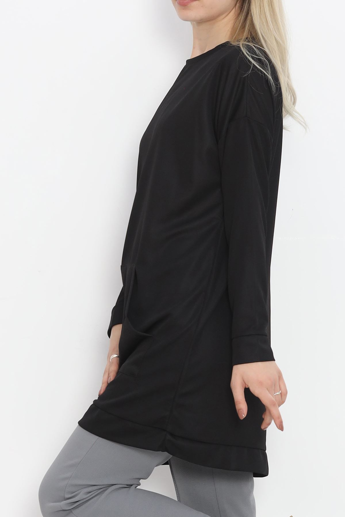 Kangaroo Pocket Tunic Black