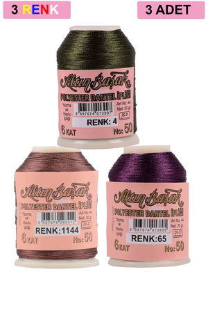 3 Pieces Altinbasak Oya and Lace Floss 20 gr - Turk - No: 1144 - 065 - 004