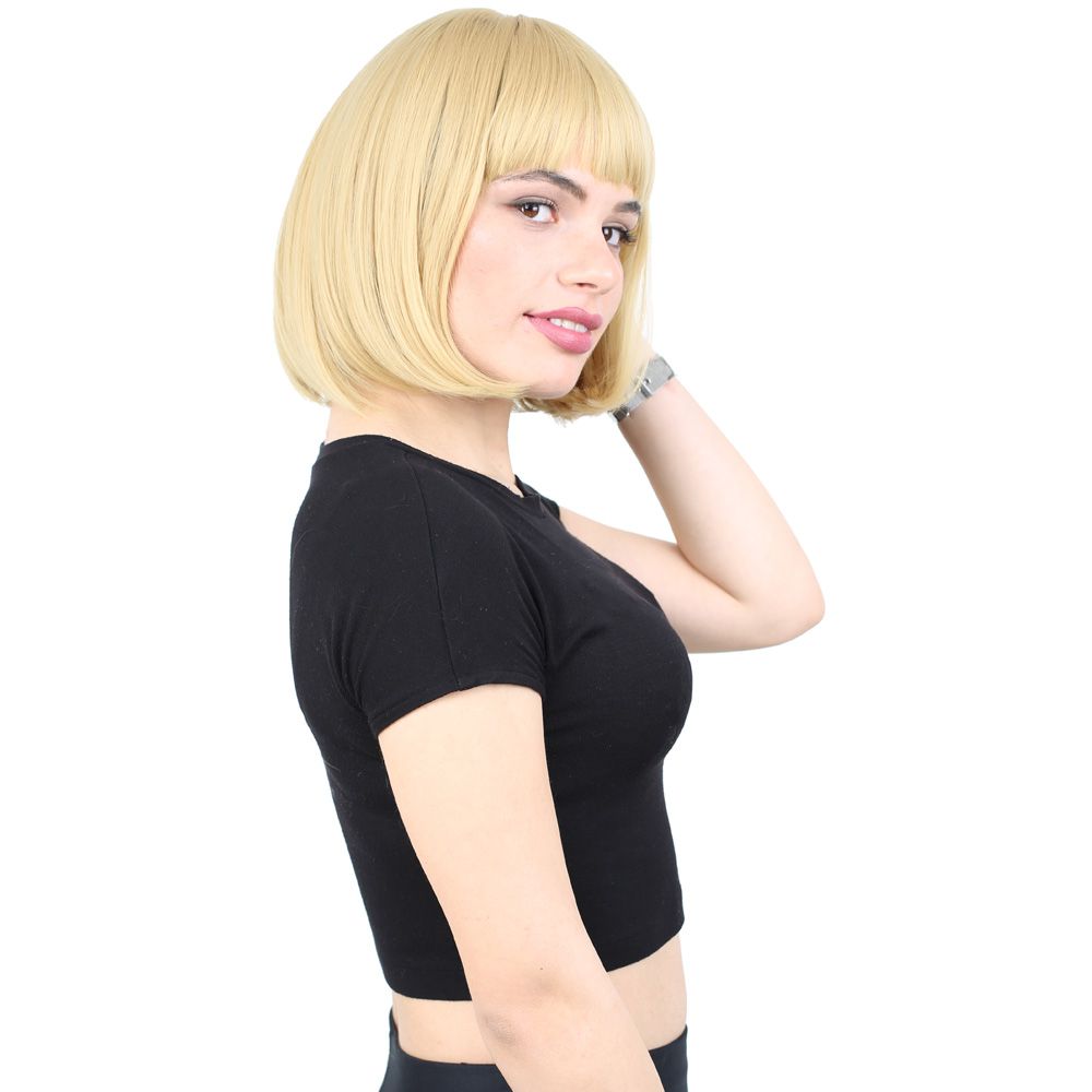 Kanekalon Fiber Synthetic Wig with Short Cut Special Bangs / Yellow