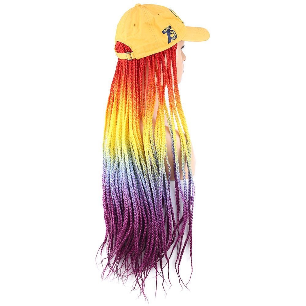 Yellow Hat Look Mesh Wig / Orange / Yellow / Blue / Purple Ombré