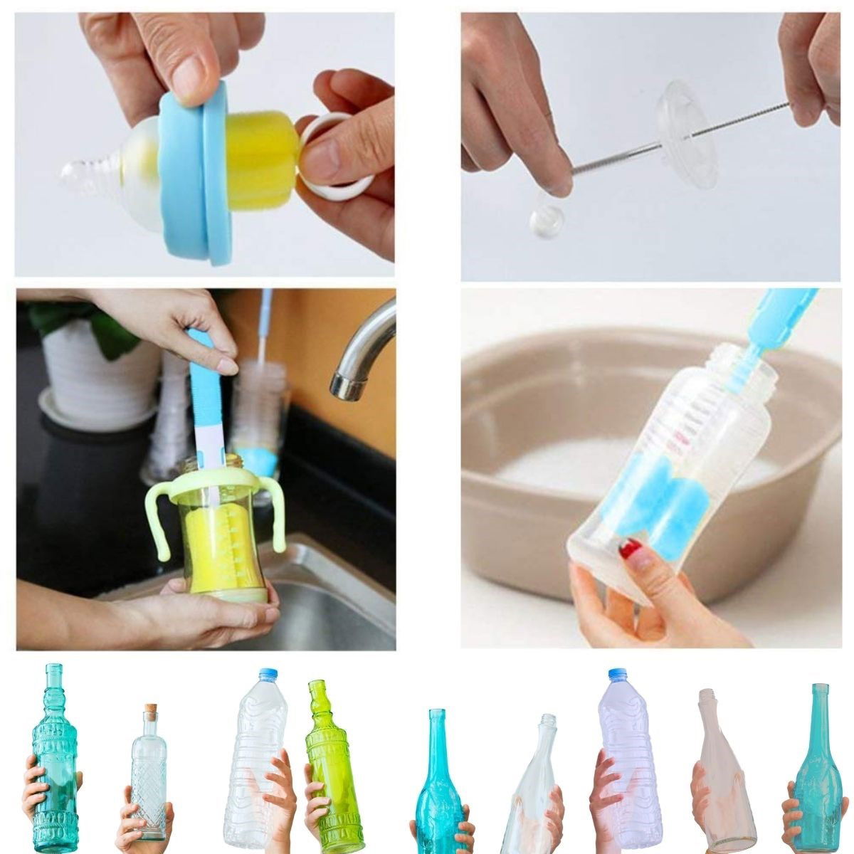 7 Piece Baby Bottle - Jar - Jug Cleaning Brush Set