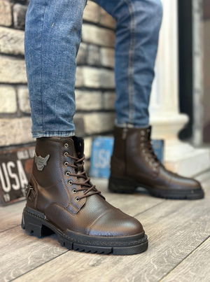 Eagle Zipper Buckle Brown Men's Classic Sport Classic Ankle Boots