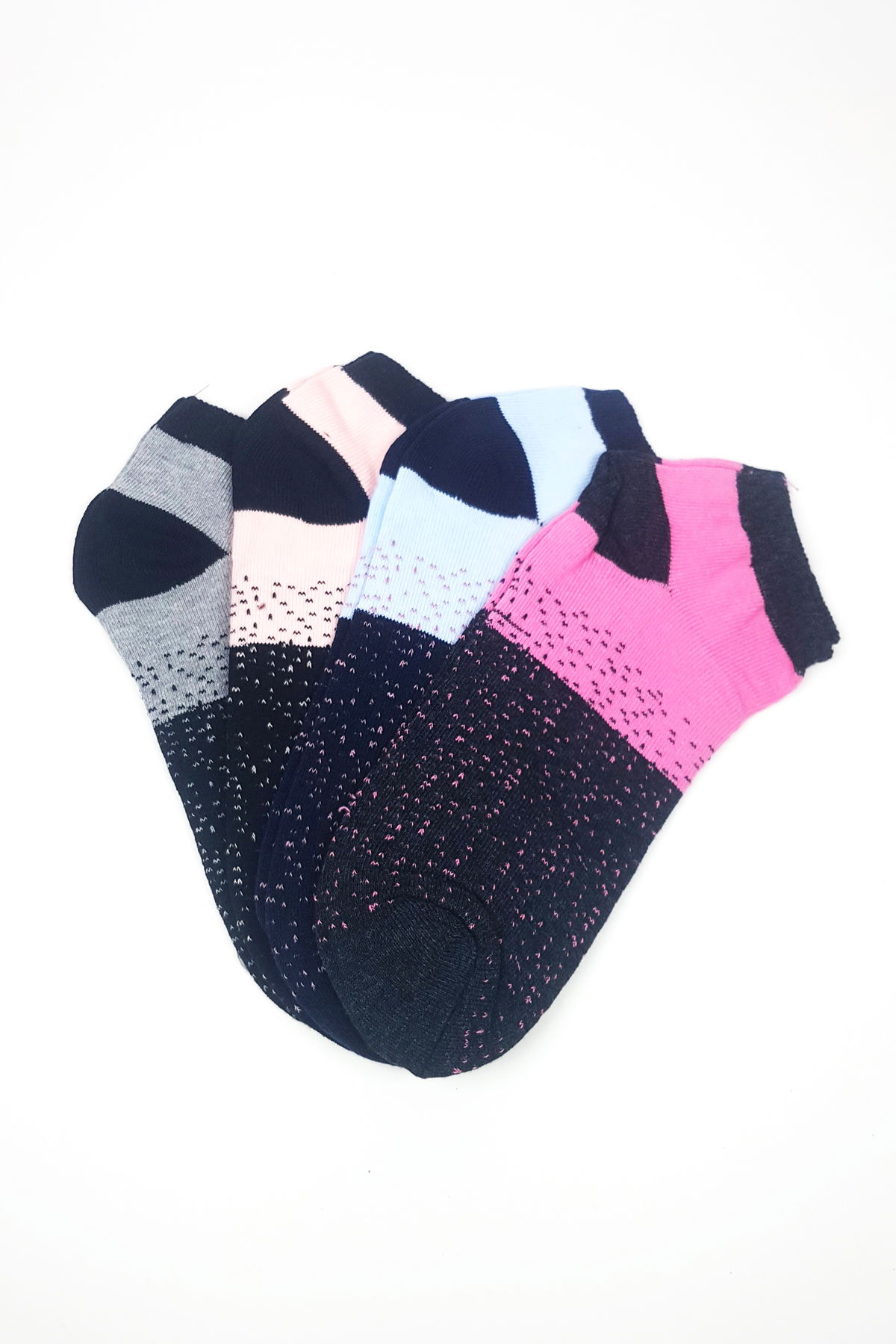 Women Ankle Socks Summer Cotton Soft Dot Pattern 4 Pairs