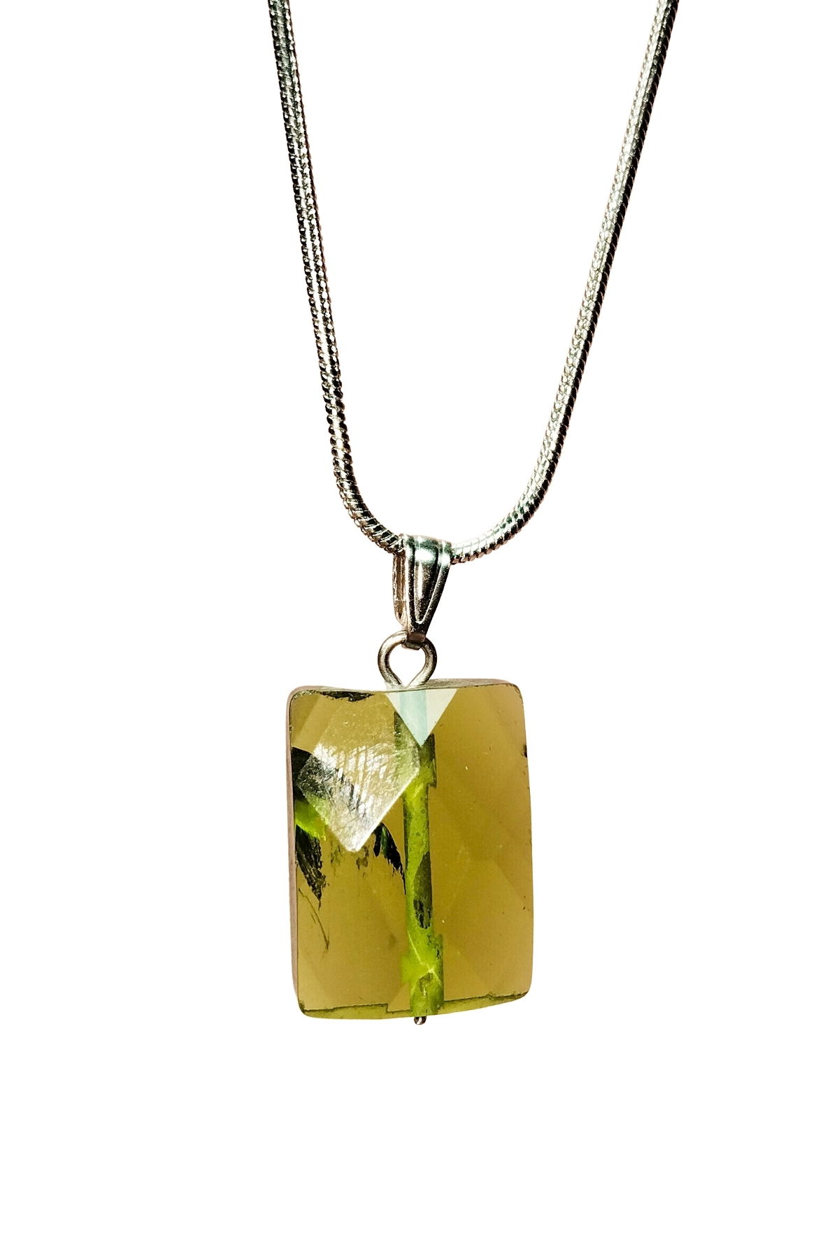 Moldavit Natural Stone Handmade Pendant with Chain: 2 cm Chain: 20 cm Boxed