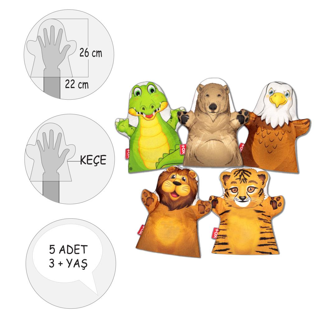 5 Piece Forest Animals Felt Hand Puppet Set , Educational Toy