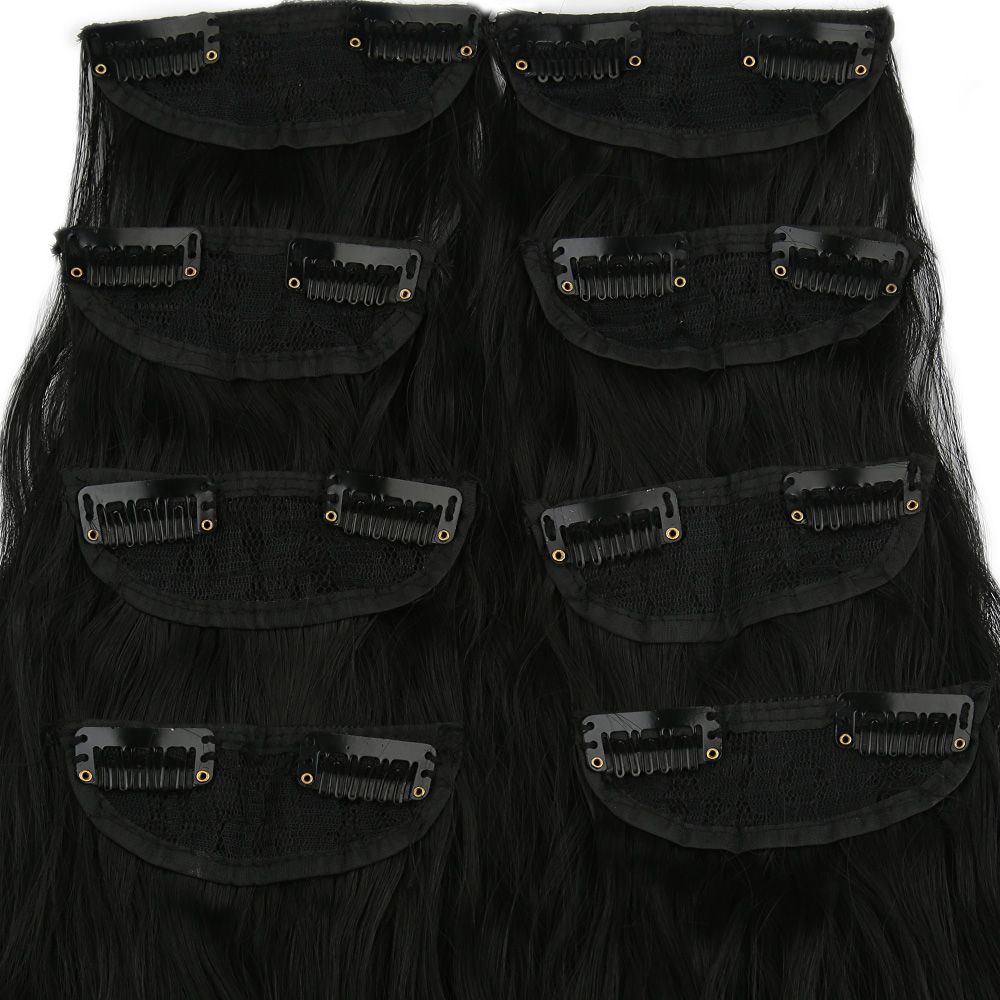 Kanekalon Fiber Synthetic Embossed Wavy 8 Piece Hair Snaps / Black