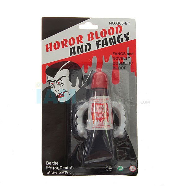 White Color Vampire Fang and Artificial Blood Set