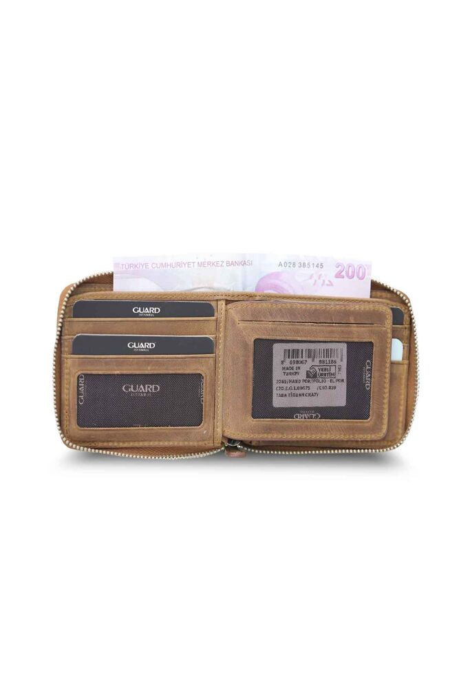 Antique Tan Zippered Horizontal Mini Leather Wallet