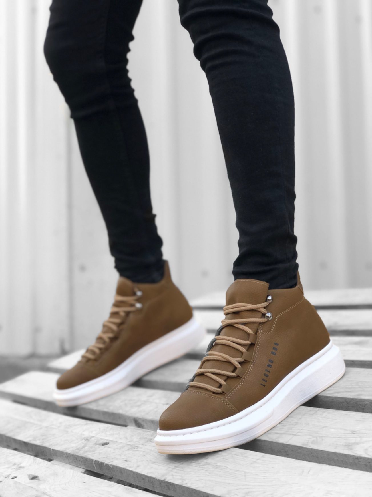 Lace-up Mink High Sole Men's Style Sport Boots