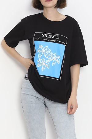 Printed Crew Neck T-Shirt Black