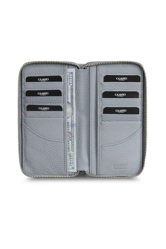 Gray Zippered Portfolio Wallet