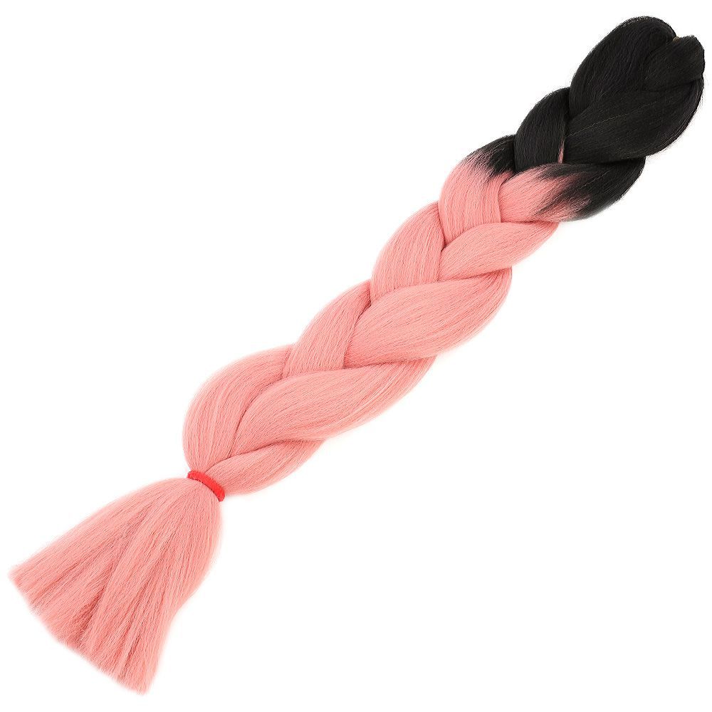 Afro Braiding Synthetic Color Transition Hair 100 Gr. / Black / Powder Pink