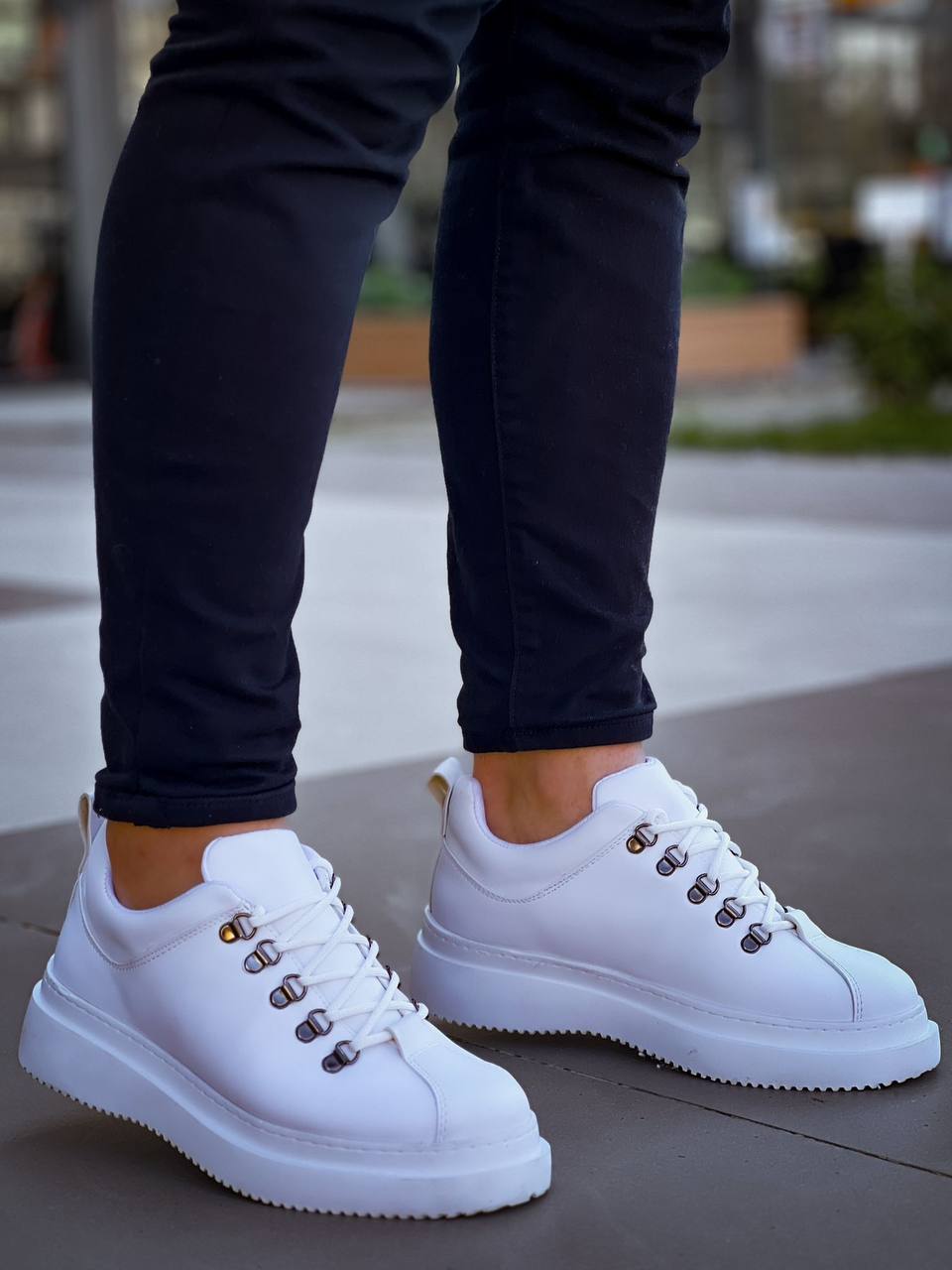 WHITE SKIN High Sole Lace-up Casual Men's Shoes