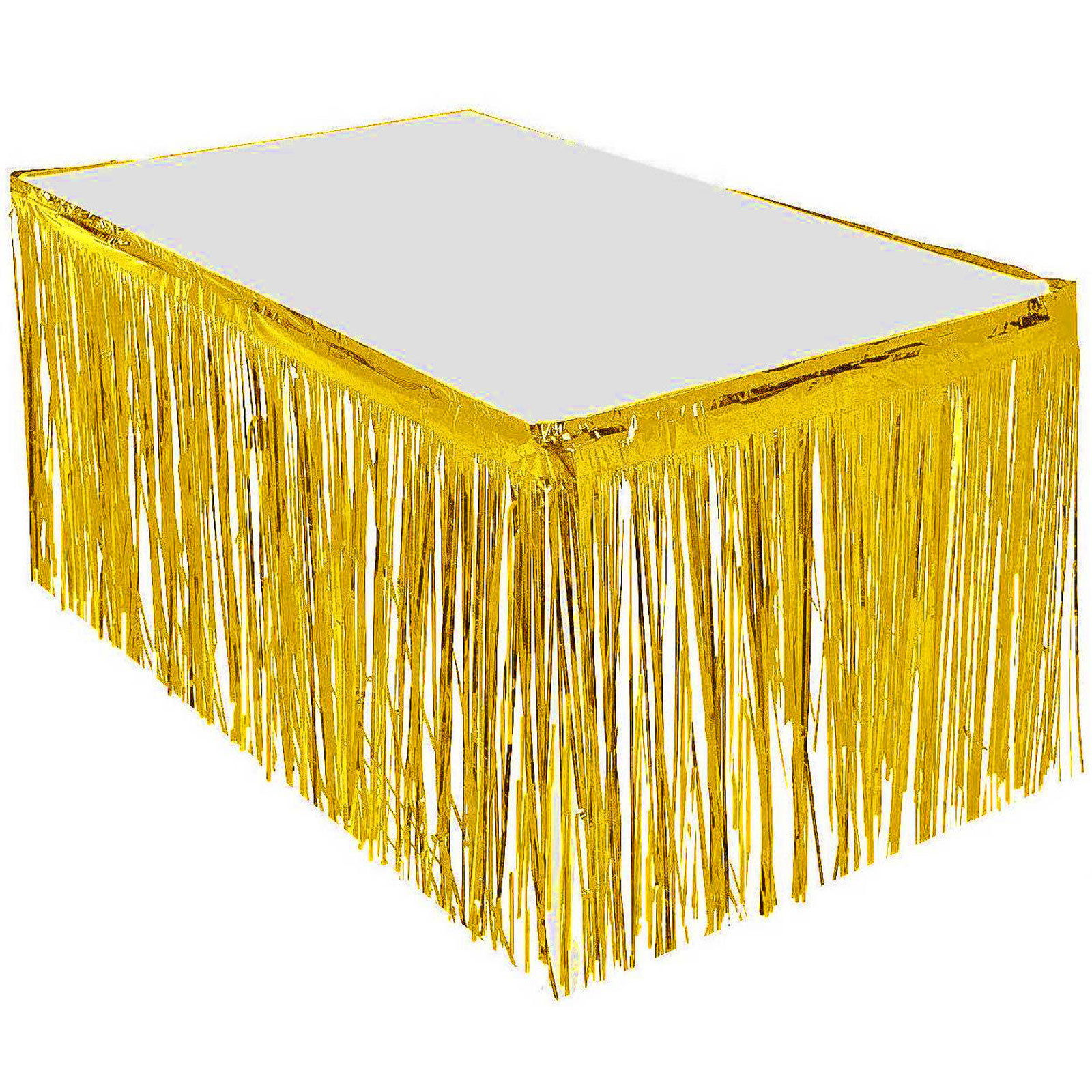 Tasseled Shimmering Metallized Gold Color Table Skirt 75 cm x 4 m