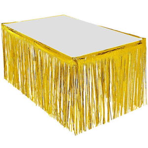 Tasseled Shimmering Metallized Gold Color Table Skirt 75 cm x 4 m