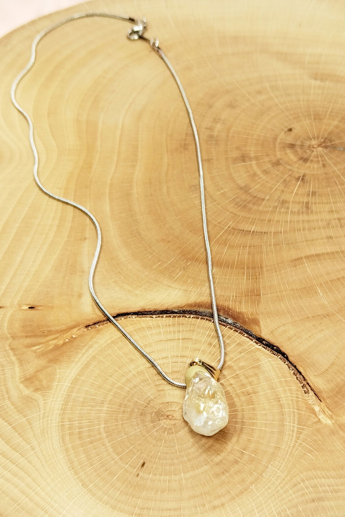 Citrine Natural Stone Handmade Pendant with Chain: 2 cm Chain: 20 cm Boxed