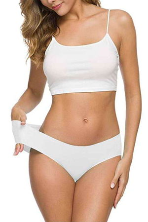 Women's Seamless Laser Cut Stretchy Non-marking Panties White