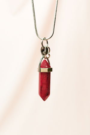 Handmade Design Necklace with Ruby Natural Stone Chain Pendant: 3.5 cm Chain: 20 cm Boxed