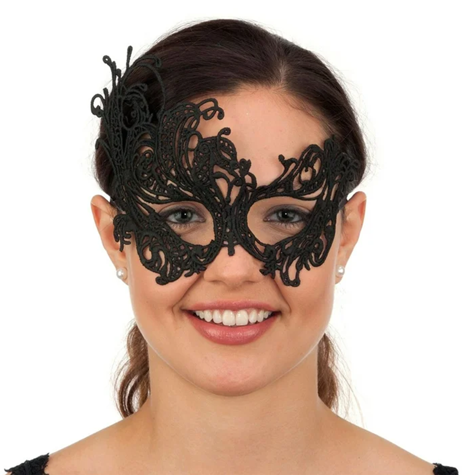 Black Color Lace Cut Lace Embroidered Prom Party Mask 1 No