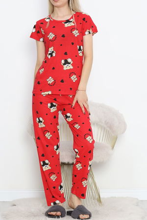 Patterned Pajama Set Red