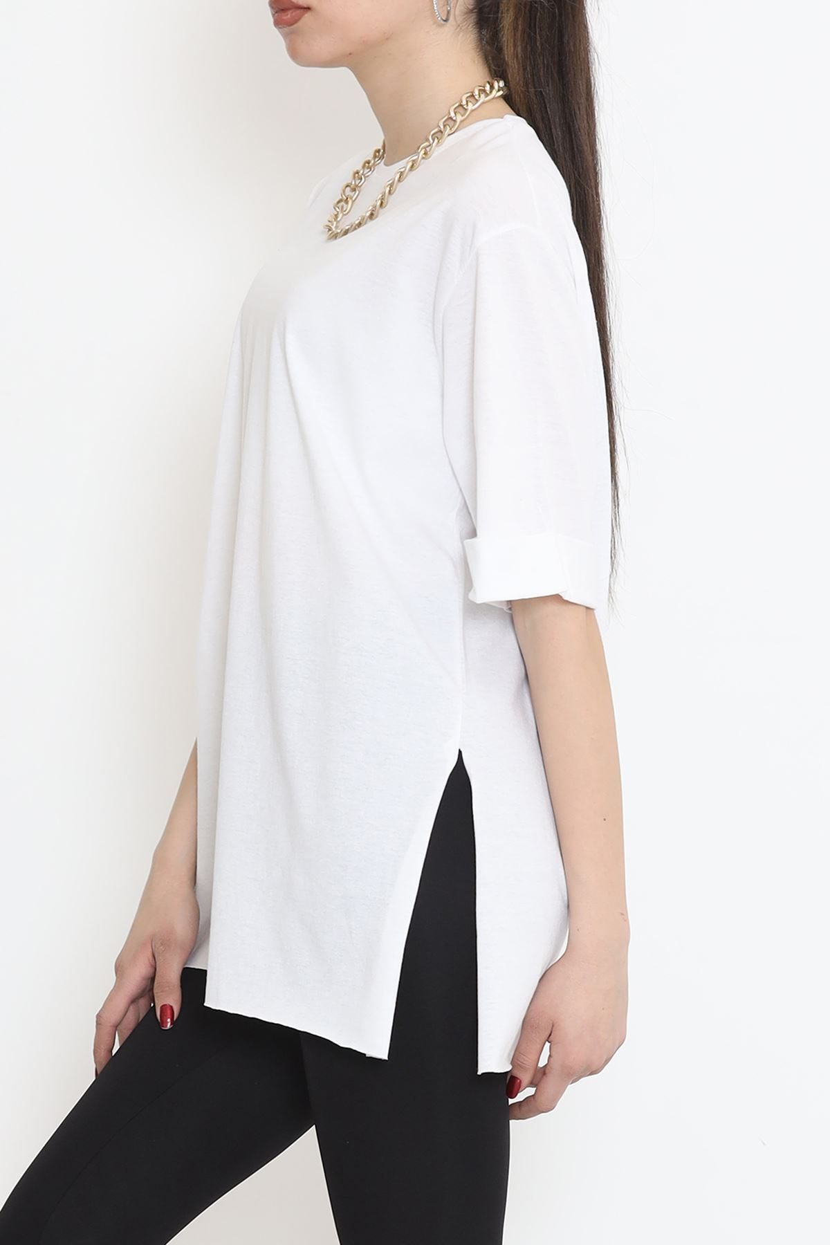 Plus Size Double Sleeve T-Shirt White