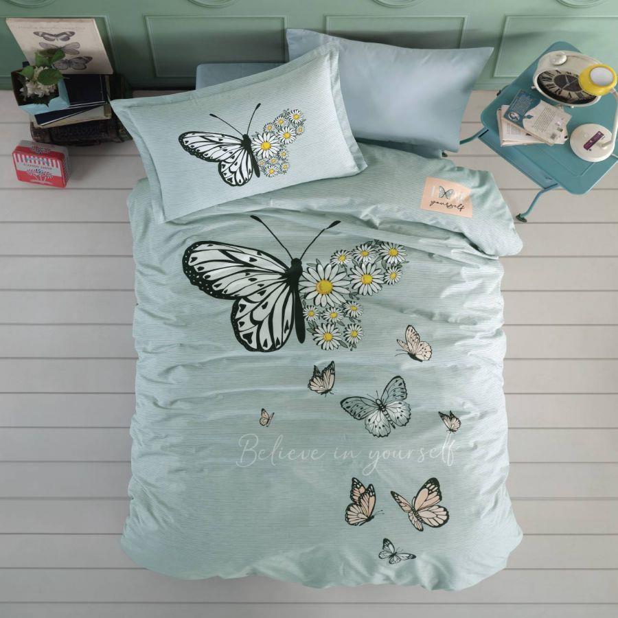 Youth Ranforce Single Duvet Cover Daisy Love v1 Mint