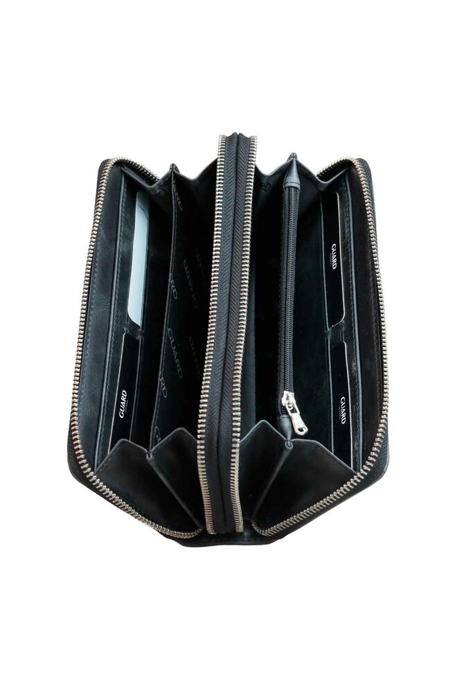 Crazy Black Leather Handbag with Double Zipper