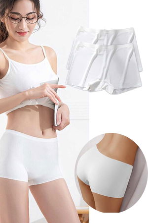 2Pcs Women Seamless Invisible Invisible No Trace Mini Shorts Boxers White