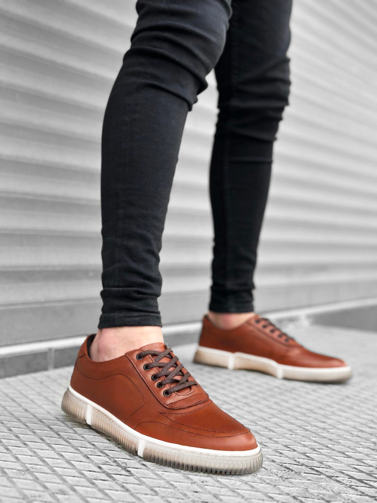 Inside Out Genuine Leather Lace-up Tan Classic Men's Shoes