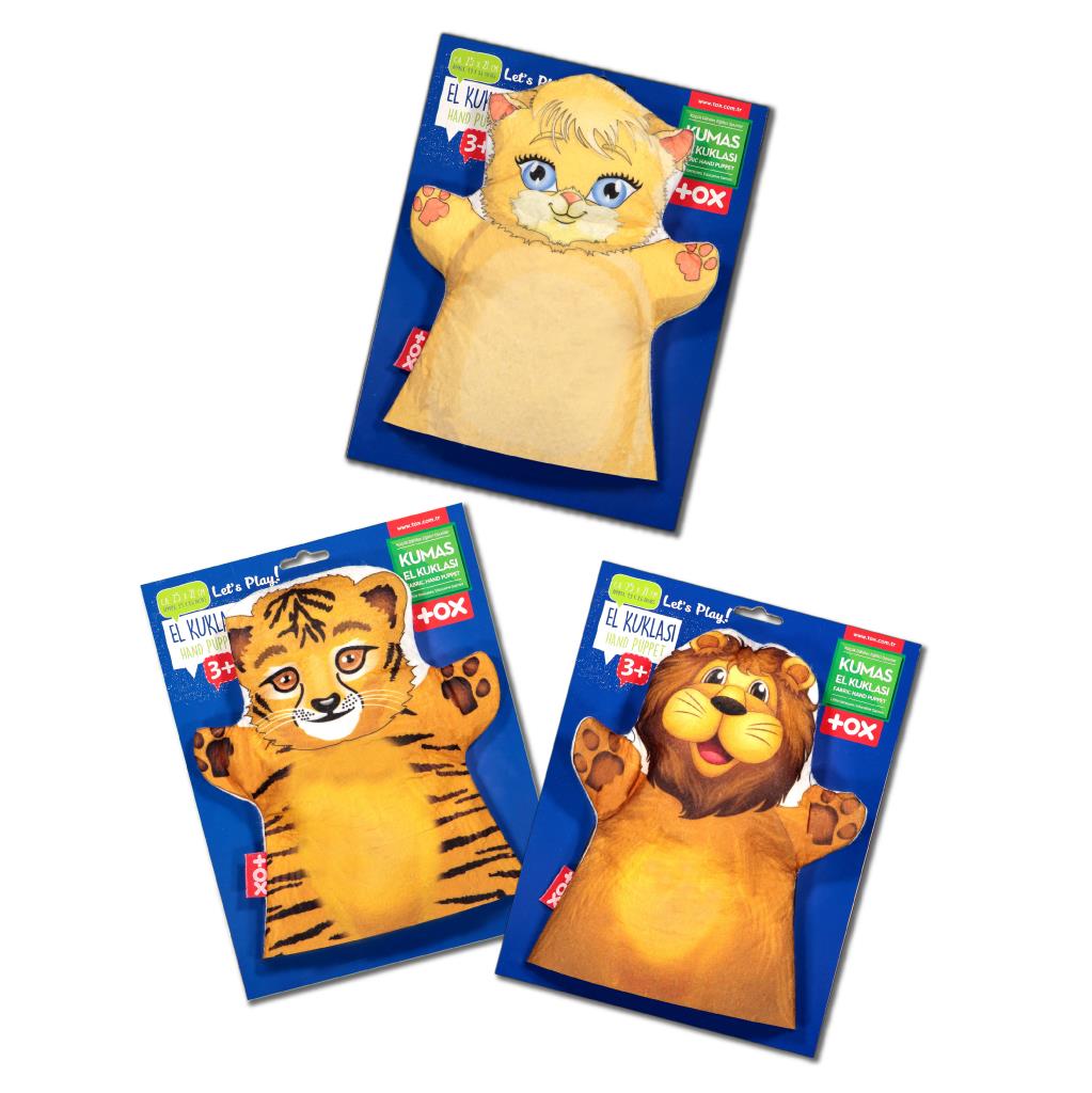 3 Piece Cute Cats Felt Hand Puppet Set , Educational Toy