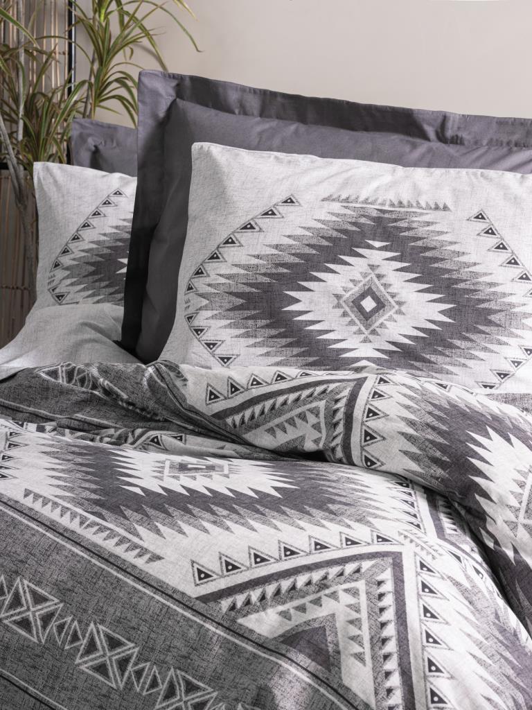 Etnich Duvet Cover Set Double Delos Anthracite