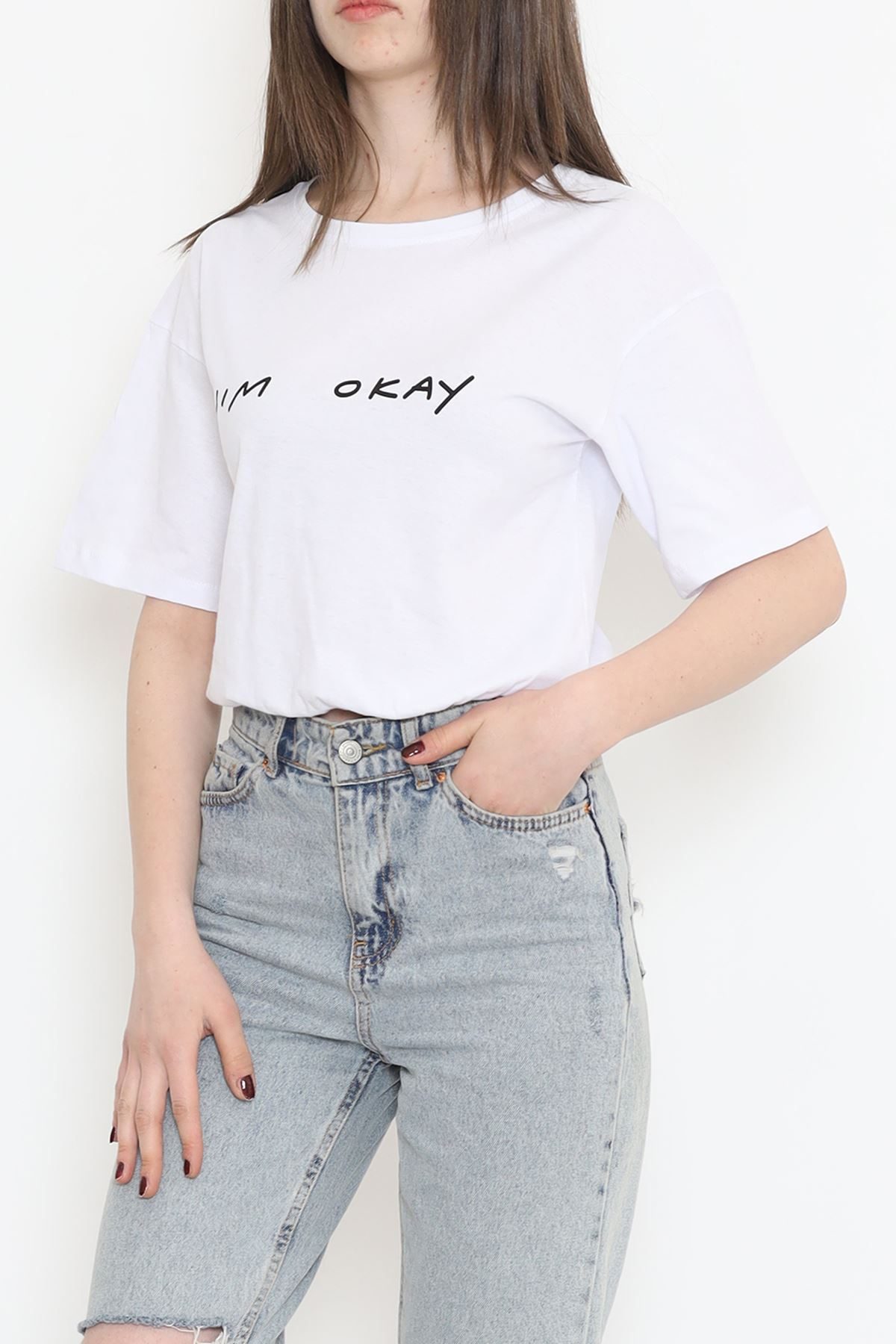 Crop T-shirt with Elastic Waist White