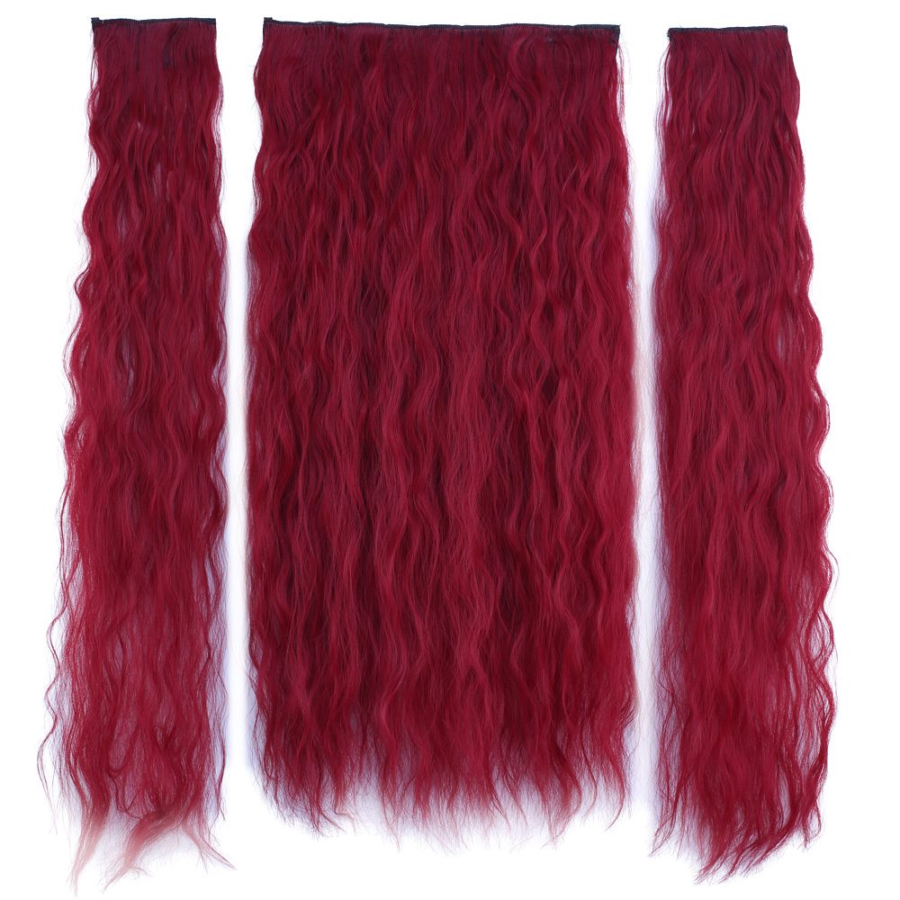 Kanekalon Fiber Synthetic Embossed Wavy Half Moon + 2 Side Hair Snaps / Red