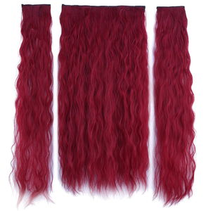 Kanekalon Fiber Synthetic Embossed Wavy Half Moon + 2 Side Hair Snaps / Red