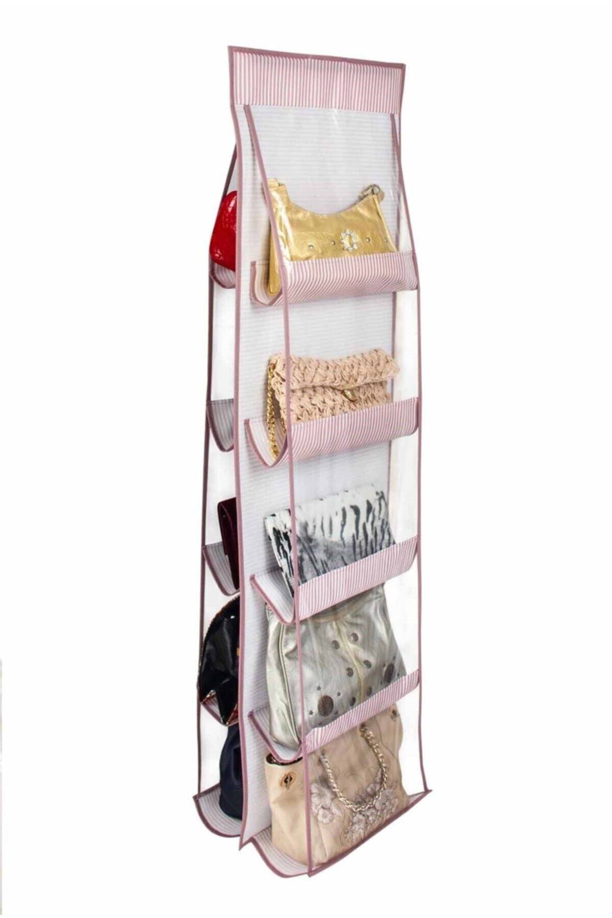 10 Compartment Closet Bag Organizer - Pink Striped